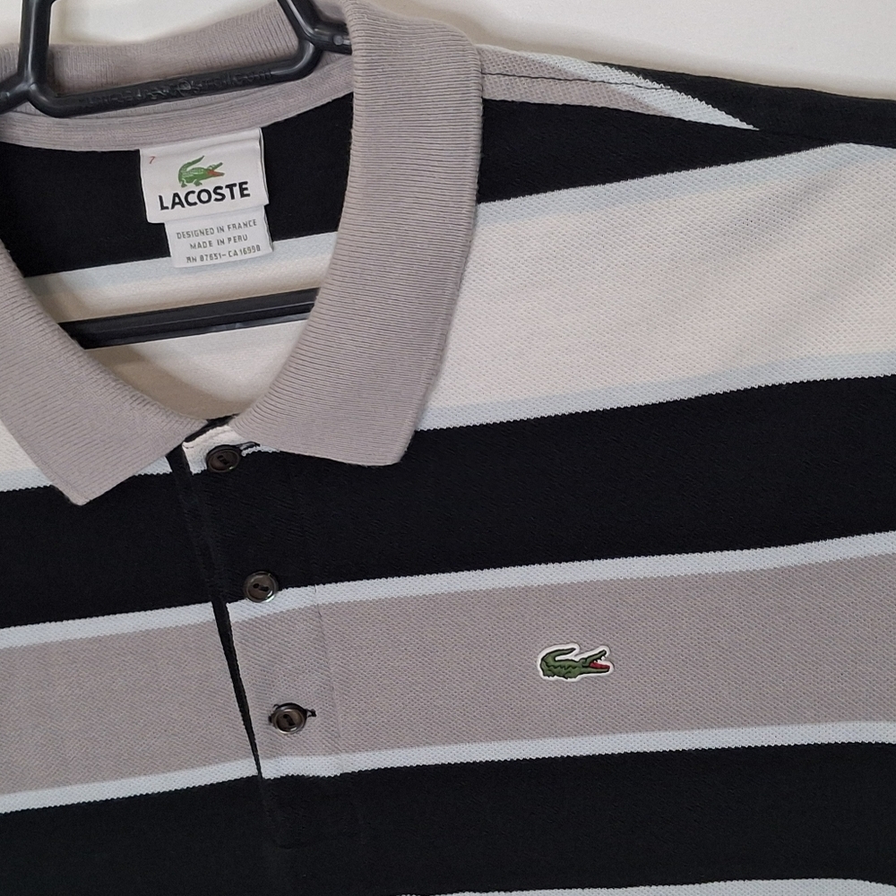 Lacoste Striped Pique Polo Shirt Size XXL (7) - Picture 5 of 13